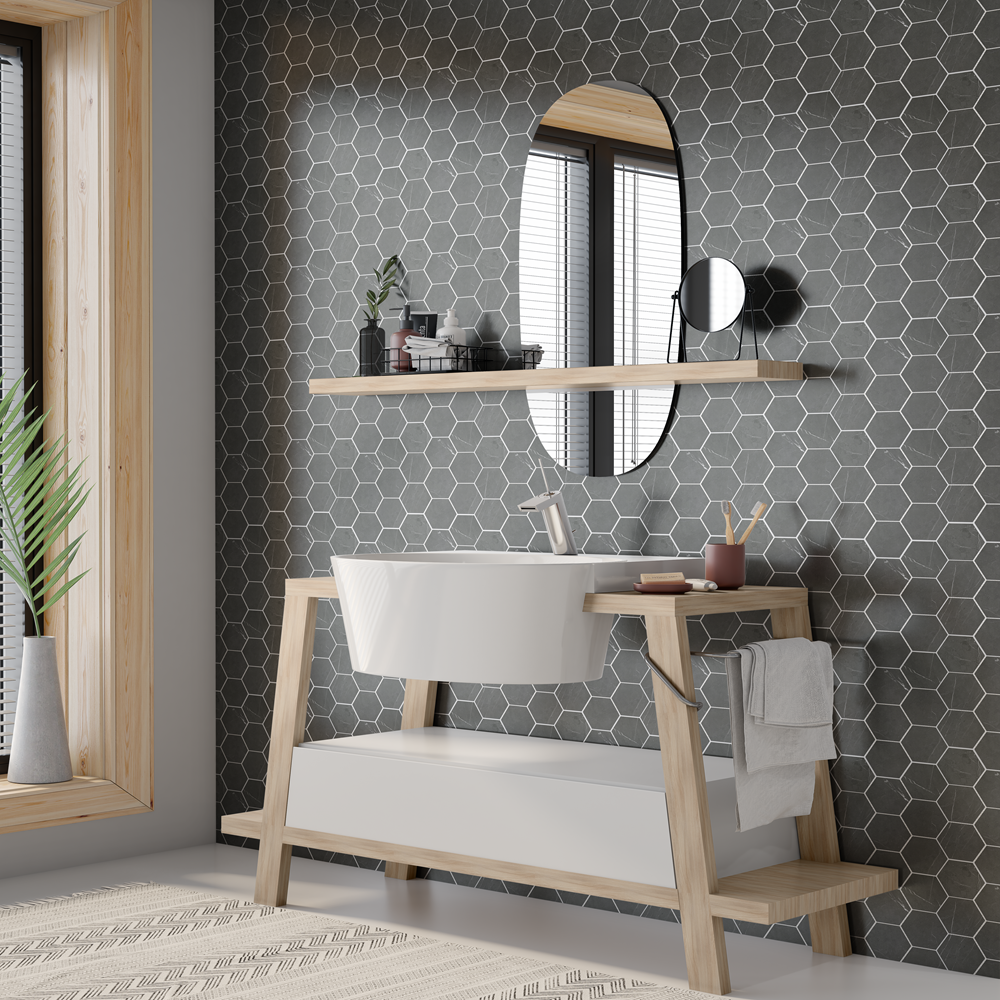 BRACCA DARK GREY | HEXAGON MOSAIC SHEET | 292X252MM