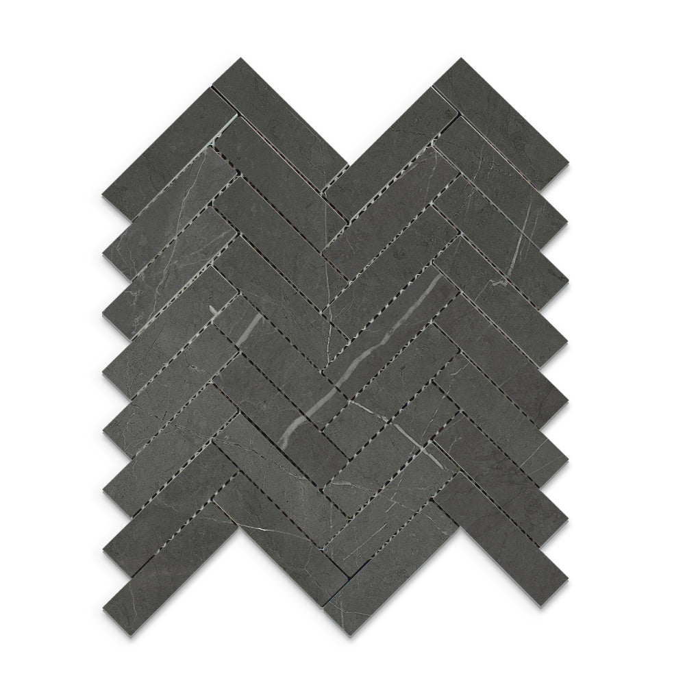 BRACCA | DARK GREY | HERRINGBONE MOSAIC SHEET |287X281MM