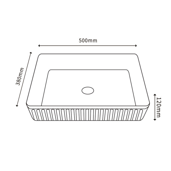 FLUTED RECTANGULAR BASIN | 580X350