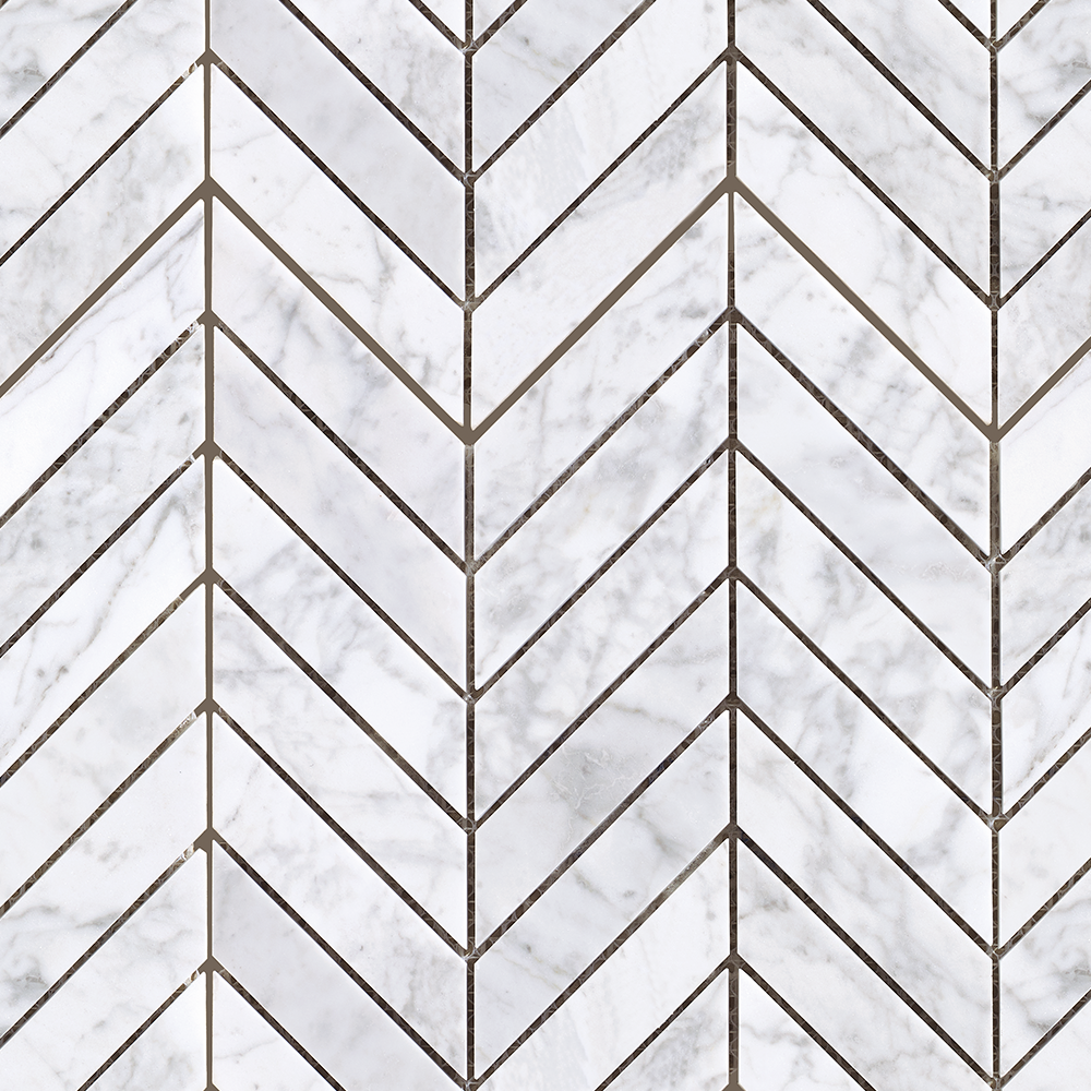 BIANCO CARRARA | CHEVRON MOSAIC SHEET | 245X283MM