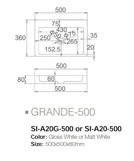 GRANDE-500 | ABOVE SOLID SURFACE BASIN