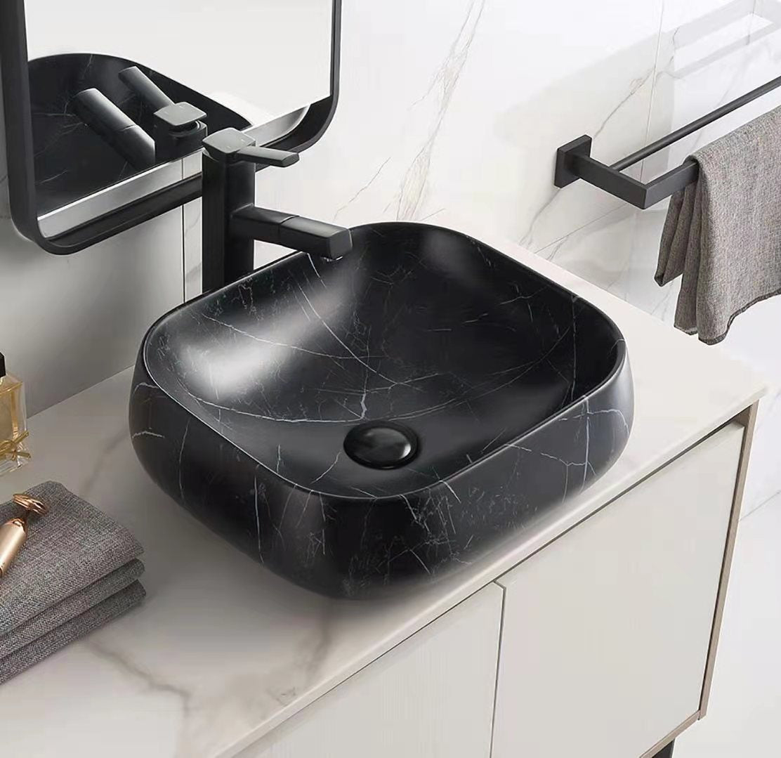 SQUARE BASIN | BLACK MARBLE