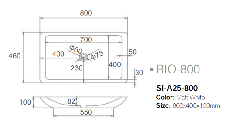 RIO-800 | ABOVE SOLID SURFACE BASIN